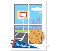 Thedecofactory Stickers Trompe l '?Il Ventana Terrain Baloncesto RoomMates Reutilizables (102 x 69 cm) - monbeausticker - niño - Estilo: niños