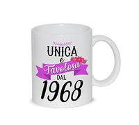 thedifferent Taza de desayuno con leche y té, con diseño gráfico, única y fabulosa desde 1968, año de nacimiento, idea de regalo para cumpleaños, Navidad, mamá, amiga, hermana, abuela, tía