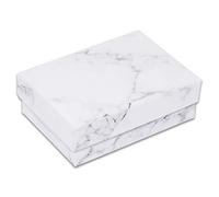 TheDisplayGuys - Caja de regalo de cartón, 100 unidades, relleno de algodón, color blanco mármol, 3 1/4 x 2 1/4 x 1 (#32), Blanco mármol, 100