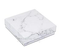 TheDisplayGuys - Caja de regalo de cartón, 25 unidades, relleno de algodón, color blanco mármol, 3 1/2 x 3 1/2 x 1 (#33), Blanco, 25
