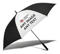 TheDogTagCo Paraguas personalizado con foto o logotipo, equipo de lluvia ligero personalizado para todo tipo de clima, duradero hecho en el Reino Unido, idea de regalo única, blanco, L