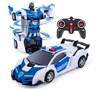 Thedttoy Coche Teledirigido Robot, 2 in 1, Juguetes para Niños 3-12 Años, Coche de Policia Control Remoto Regalo para Navidad (Blanco)