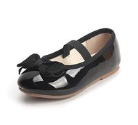 THEE BRON Zapatos de vestir para niñas pequeñas, zapatos planos de ballet para bodas y fiestas, G02 Negro, 5 Toddler