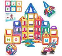 Theefun Bloques de Construcción Magnéticos, 136 Piezas Construcciones Magneticas Niños 3 4 5 6 7 8 Años de Creatividad y Educación Juguetes de Construcciones Magneticas Regalos Cumpleaños