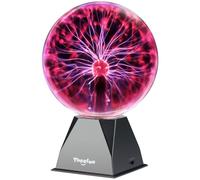 Theefun Lámpara de Plasma 8 Pulgadas, Bola de Plasma Mágica Interactiva Touch y Sonido, Bola Plasma Educativa de Física, Lámpara Decorativa para Fiestas y Regalo de Cumpleaños (Rojo)
