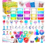 Theefun Slime Kit, Slime DIY con 20 Slime de Cristal, 4 de Arcilla y Charms de Slime de Unicornio Suministros de Slime Juguetes Creativos para Niños de 3 Años en Adelante