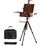 THEGA Caballete Portátil para Pintura Al Aire Libre, Caja Pochade con Trípode De Aluminio Y 2 Bolsas De Transporte De Nailon, Soporte De Mesa Y De Pie Estilo Francés para Pintar
