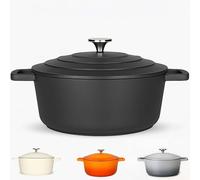 THEGA Cazuela con Tapa - Olla De Aluminio Fundido Ligera, Apta para Cocinas De Inducción Y Horno, Duradera, con Revestimiento Antiadherente, Ideal para Guisos Y Asados(Black,24cm)