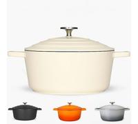 THEGA Cazuela con Tapa - Olla De Aluminio Fundido Ligera, Apta para Cocinas De Inducción Y Horno, Duradera, con Revestimiento Antiadherente, Ideal para Guisos Y Asados(Cream,20cm)