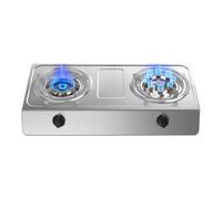 THEGA Cocina De Gas para Interiores: Placa De Gas De 2 Quemadores, Encimera Independiente De Acero Inoxidable De 4,5/5,2 KW, Protección contra Llamas, Cocina De Camping(NG)