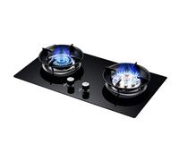 THEGA Cocina Gas Sobremesa - Portátil Estufa, Cocinas Gas Encendido Electrónico Pulso Empotradas Izquierda 5.2KW Derecha 8.0KW, Cocina Gas Doble Quemador A Prueba Viento con Función Temporizador(NG)