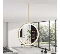 THEGA Espejo Baño con Luz, Espejo Redondo De Metal para Techo con Iluminación Regulable De 3 Colores, Ideal para Recibidores, Guardarropas Y Decoración del Hogar(Gold,60x60cm)