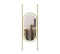 THEGA Espejo Baño Led - UY Yoki Mehmonxona Uchun Mos Keladigan, 3 Xil Rangdagi LED Yoritgichli Oval Shiftga O'rnatiladigan Oyna. Moslashtiriladigan Osma Tayoqcha(Gold,50x80cm)