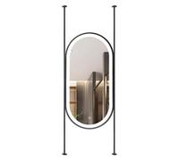 THEGA Espejo Baño Led - UY Yoki Mehmonxona Uchun Mos Keladigan, 3 Xil Rangdagi LED Yoritgichli Oval Shiftga O'rnatiladigan Oyna. Moslashtiriladigan Osma Tayoqcha(Black,50x100cm)