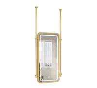 THEGA Espejos De Baño con LED - Espejo Rectangular Montado En El Techo, Mueble De Baño Suspendido con Luz LED, Apto para La Decoración De Hoteles Y Apartamentos(Gold,50x100x140cm)
