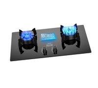 THEGA Estufa De Gas Butano - Cocina Doble Acero Inoxidable 5, KW, Temporizador 180 Minutos, Protección contra Apagado Accidental, Control Encendido Automático(Black,LPG)