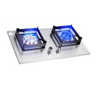 THEGA Estufa De Gas Portátil De 2 Quemadores para Interiores, con Panel De Acero Inoxidable Y Soporte De Hierro Fundido, Encendido Automático, para Cocina, Camping, Barbacoa(NG)