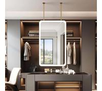 THEGA Luz Baño Espejo, Espejos Suspendidos De Techo, Espejo De Tocador Flotante con Doble Brazo Y Espejos Iluminados De Montaje En Pared(40x80cm)