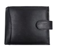 TheGloveHut Cartera de piel suave negra auténtica de alta calidad, con protección RFID