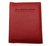 TheGloveHut Cartera de viaje de cuero premium con bloqueo RFID para pasaporte, Red, 10.5cm 4.13" Wide By 13.5cm 5.31" High, Soporte para pasaporte