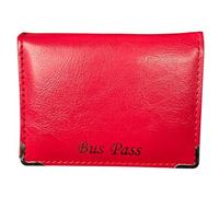 TheGloveHut Funda tipo cartera para tarjetas de viaje para autobús o pases, monedero, Red, Tarjetero de piel