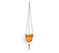 TheHolyArt Orthodox Hanging Vigil Lamp, Handmade Gr used Glass Tulip Kandili with Gold Relief, Christian Home Altar Oil Lamp, Honey