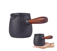 Théière en Fonte Traditionnelle | Bouilloire de Camping 600 ml avec Chauffe-Thé | Pot à Thé avec Poignée en Bois | pour Voyage, Pique-Nique, Plage, Bureau, Maison