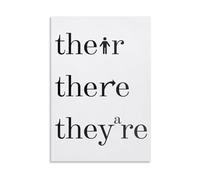 Their There They're Grammar Police Poster, Funny English Teacher Gift, Humorous Typography Wall Art for Office Classroom Decor(Framed,16X24inch(40X60cm))