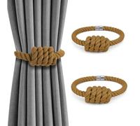 TheJuns Alzapaños magnéticos para cortinas, 2 piezas de estilo simple de algodón para cortinas, decoración de nudos de cuerda tejida a mano, hebilla de sujeción para cortinas en casa y oficina, color