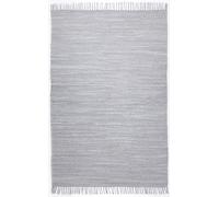 Theko Alfombra Dhurry de algodón 100%, Tejido Plano, Tejido a Mano, Color Gris, 120 x 180 cm
