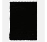Theko Alfombra Dhurry de algodón 100%, Tejido Plano, Tejido a Mano, Color Negro, 70 x 140 cm