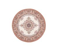 THEKO Alfombra floral oriental tejida a máquina en lana natural