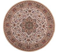 THEKO Alfombra oriental floral tejida a máquina en lana natural