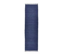 Theko Dhurry - Alfombra de algodón 100%, Tejido Plano, Tejido a Mano, Color Azul, 70 x 250 cm