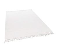Theko Dhurry - Alfombra de algodón 100%, Tejido Plano, Tejido a Mano, Color Blanco, 40 x 60 cm
