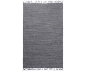 Theko Dhurry Fleckerl Alfombra Plana de 100% algodón, Tejida a Mano, Lavable, Reversible, 120 x 180 cm, Antracita, Happy Cotton