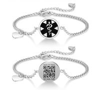 Theluckytag Collar de alerta médica para hombres y mujeres - Collar médico de 48 cm grabado con código QR, collar de identificación médica - Más espacio, información médica de emergencia personalizada
