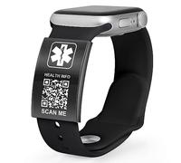 Theluckytag Pulseras médicas mejoradas para hombres y mujeres con código QR, pulseras de identificación de alerta médica, pulsera de acero de titanio, se adapta a muñecas de hasta 8 a 10 pulgadas, más