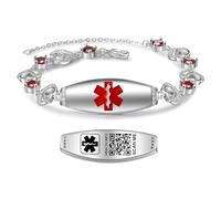 Theluckytag Pulseras médicas para hombres y mujeres con código QR, pulseras deportivas de identificación de alerta médica, pulsera de silicona impermeable, más espacio información de emergencia