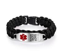 Theluckytag - Pulseras médicas unisex con código QR, pulsera de información médica de nailon impermeable para muñecas de hasta 17,8 cm, más espacio e información de identificación