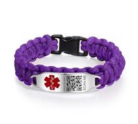 Theluckytag - Pulseras médicas unisex con código QR, pulsera de información médica de nailon impermeable para muñecas de hasta 17,8 cm, más espacio e información de identificación