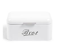 Theo&Cleo Panera con tapa, caja grande de metal, caja para almacenar pan y galletas, larga conservación y mantenimiento seco, diseño retro, 31 cm x 19 cm x 16 cm, color blanco