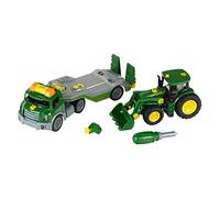 Theo Klein 3908 Camión transportador con Tractor John Deere, Kit de atornillado Que Incluye Destornillador, Dimensiones: 36 cm x 10,50 cm x 17 cm, Juguetes para niños a Partir de 3 años