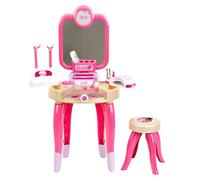 Theo Klein 5721 Salón de belleza Happy Vibes de Barbie y Salón de belleza con espejo giratorio y luz, Tocador con accesorios, Juguete para niños a partir de 3 años
