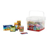 Theo Klein 7214 Caja pequeña llena de productos alemanes, Con cajas y botes para tienda, Juguete para niños desde 3 años