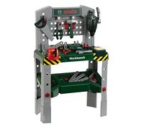 Theo Klein 8637 Banco de trabajo de 48 piezas, Pies de altura ajustable, Superficie de trabajo con numerosas funciones, Medidas 52.5 cm x 27 cm x 84 cm, Juguete para niños a partir de 3 años