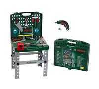 Theo Klein 8676 Banco de trabajo Bosch I Con destornillador eléctrico Ixolino de Bosch a pilas I Plegable y fácil de transportar I Para niños a partir de 3 años