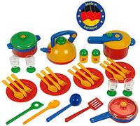 Theo Klein 9194 Set de ollas de Cocina de Emma's Kitchen, Robusta y Colorida, Cuchara de Palo, sartén, Medidas del Embalaje 29.5 cm x 14.75 cm x 24 cm, Juguete para niños a Partir de 2 años