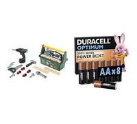 Theo Klein Bosch Caja Herramientas, Atornillador LED, 3+ años, & Duracell Optimum AA 8 Unidades, Power Boost
