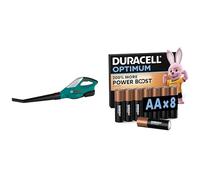 Theo Klein Bosch Soplador Hojas, 3+ años, & Duracell Optimum AA 8 Unidades, Power Boost